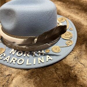 Blue Feather-Embellished Hat